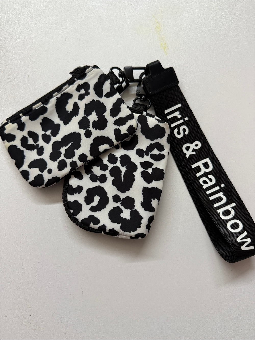 Black and White Leopard Kids Wristlet Pouch